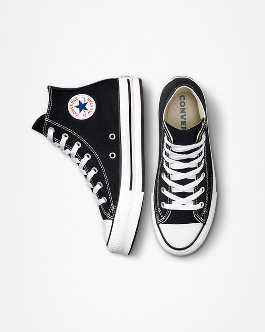 Girls' Converse Chuck Taylor All Star Lift High Top Platform Shoes Black / White / Black | AU 9135ET